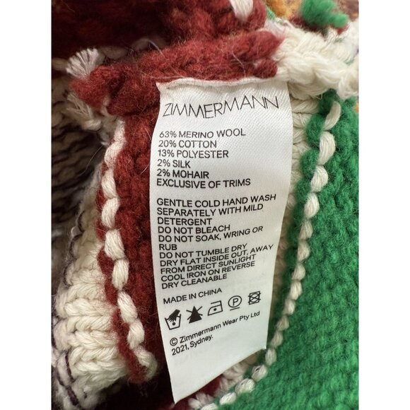 Zimmerman Multicolored Striped Sweater Women’s Merino Wool Blend - Picture 10 of 10